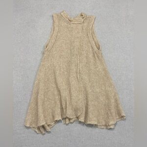 Free People Alpaca Wool Cape Sweater Vest Sz M Open-front Boho Cardigan Camel